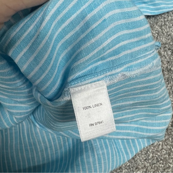 J.Jill Shirt Womens Small Love Linen Blue Stripe Button Up Coastal Beach Casual - Picture 5 of 6